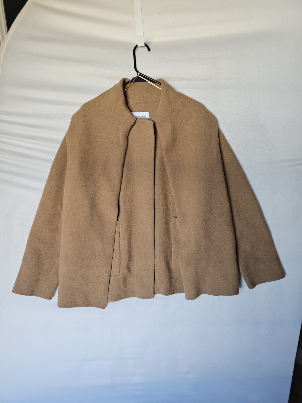 NWT Liz Claiborne Camel Scarf Jacket Convertible Knit Coat Medium $180